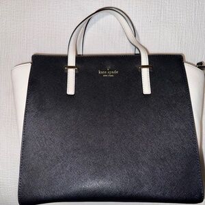 Kate Spade Madison Leather Medium Black And White Purse
